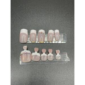 48 pcs Matching Press on Toe and Nails